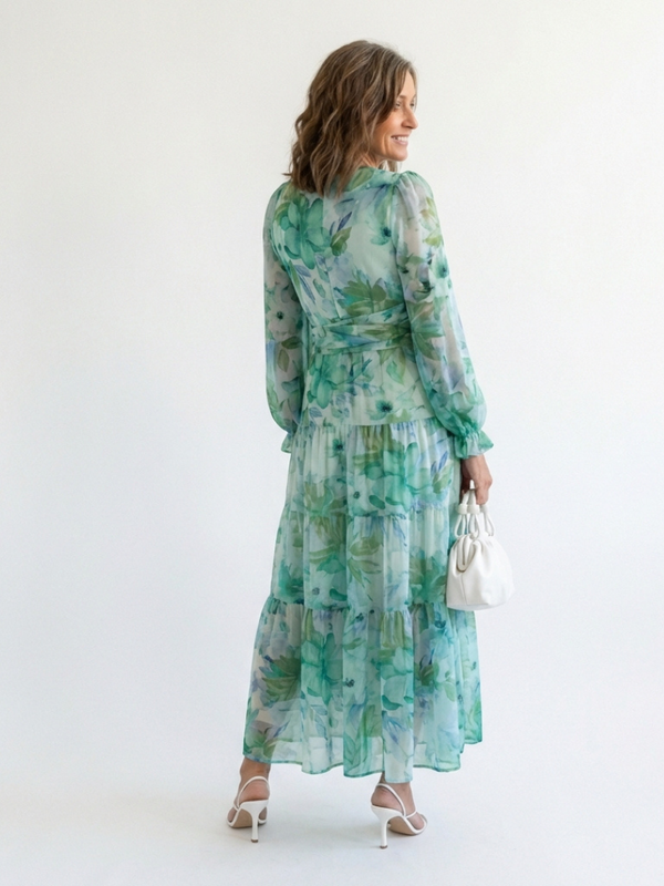 Women's Long Sleeve Floral Maxi Dress