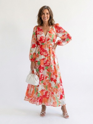 Women's Long Sleeve Floral Maxi Dress