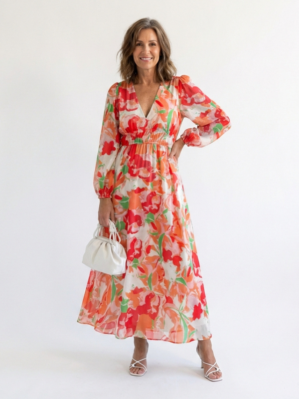 Women's Long Sleeve Floral Maxi Dress