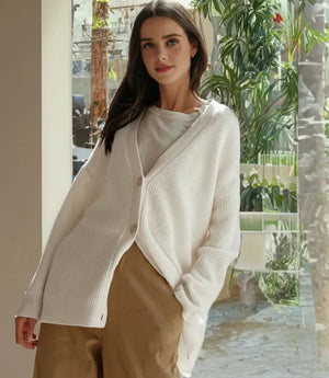 Women's Oversized Button V-Neck Cardigan