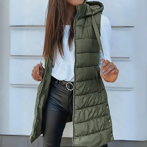 Women's Sleeveless Puffer Vest with Hood