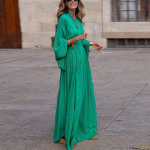 Women's Bohemian Pleated Maxi Dress
