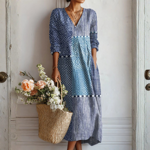 Women’s Patchwork Abstract Print Midi Dress
