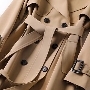 Women's Classic Double-Breasted Belted Trench Coat