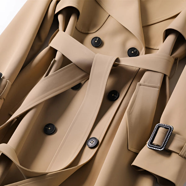Women's Classic Double-Breasted Belted Trench Coat
