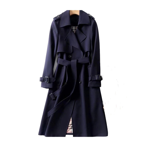 Women's Classic Double-Breasted Belted Trench Coat