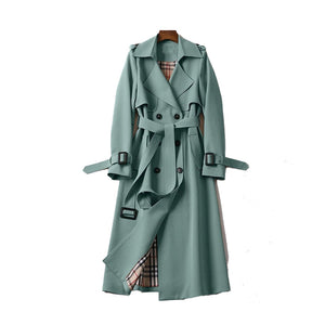 Women's Classic Double-Breasted Belted Trench Coat