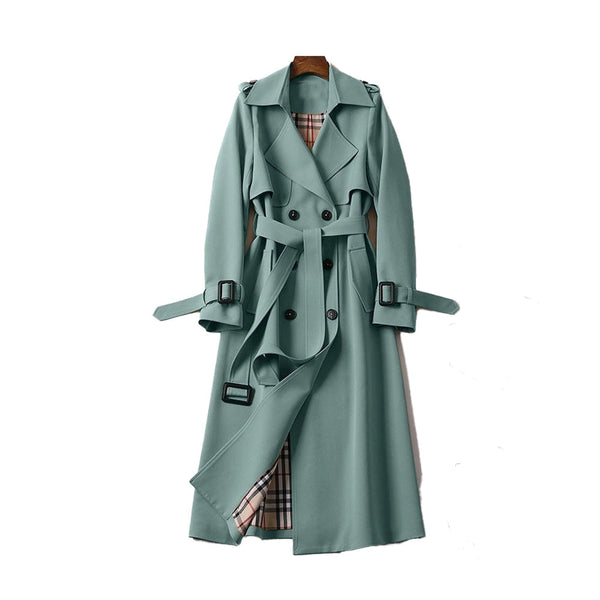 Women's Classic Double-Breasted Belted Trench Coat