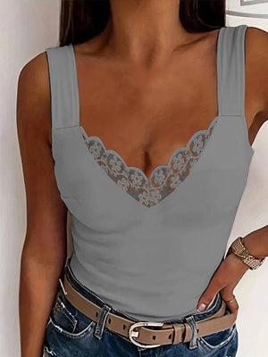 Elegant Lace-Trimmed Women’s Sleeveless Tank Top