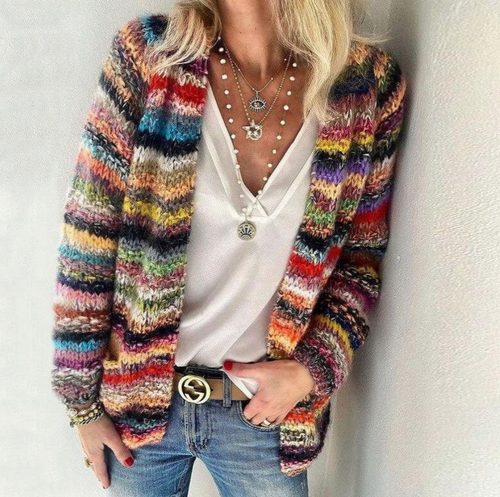 Women's Multicoloured Knit Cardigan