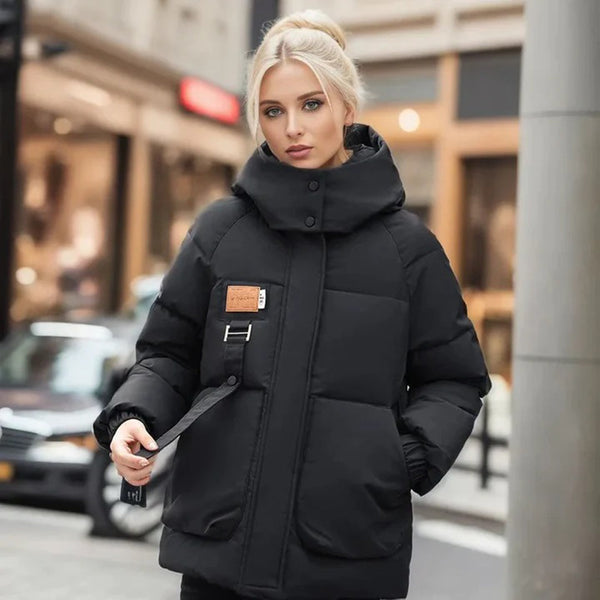 Women's Hooded Puffer Winter Jacket with Pockets