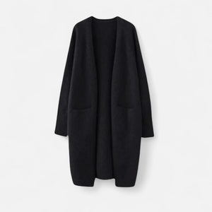 Elegant Women's Open-Front Cardigan Timeless Long Silhouette