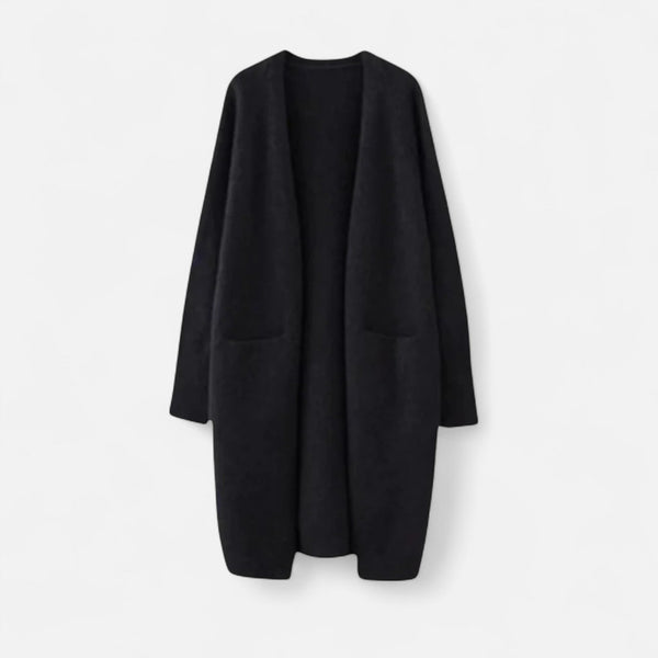 Elegant Women's Open-Front Cardigan Timeless Long Silhouette
