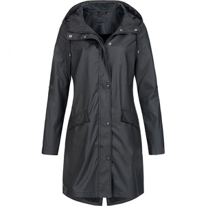 Hooded Rain Jacket Waterproof Casual Longline for Women