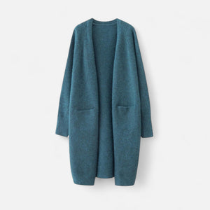 Elegant Women's Open-Front Cardigan Timeless Long Silhouette