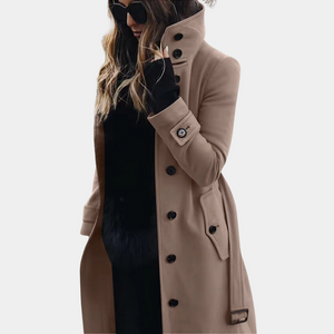 Women's Double-Breasted High Collar Long Coat