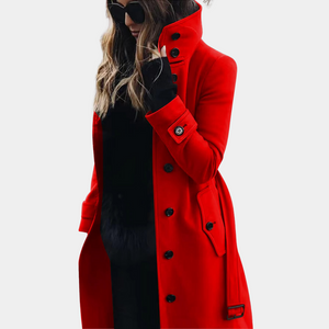 Women's Double-Breasted High Collar Long Coat