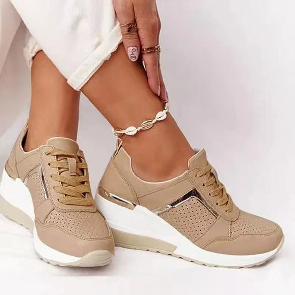 Lace-Up Platform Trainers Women’s Wedge Sneakers
