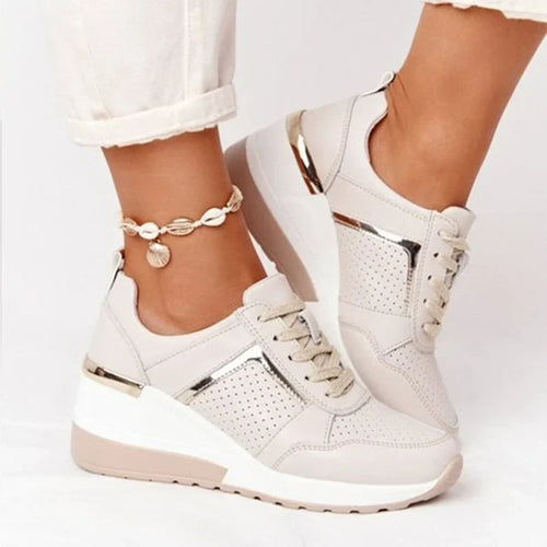 Lace-Up Platform Trainers Women’s Wedge Sneakers