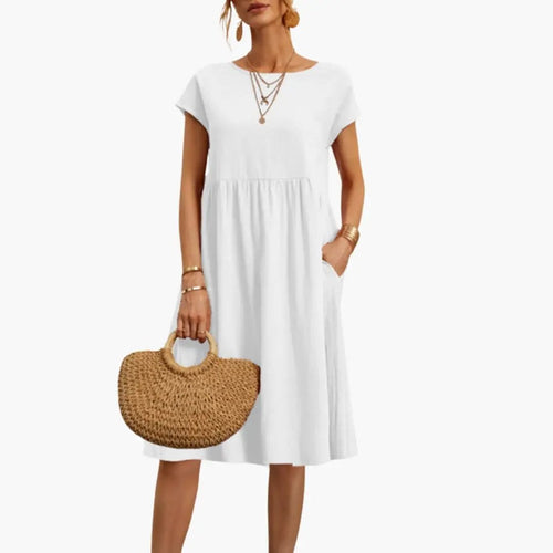 Women's Relaxed A-Line Midi Dress with Pockets