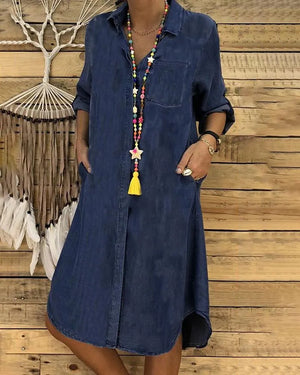 Women’s Casual Button-Front Shirt Dress