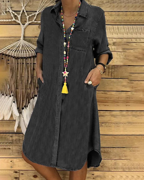 Women’s Casual Button-Front Shirt Dress
