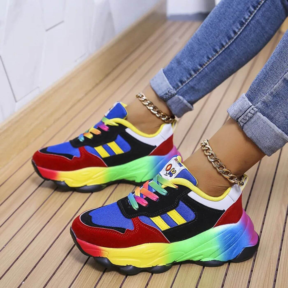 Zapatillas multicolor con plataforma y cordones