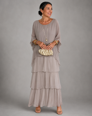 Women's Flowy Ruffle Layered Maxi Dress
