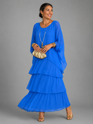 Women's Flowy Ruffle Layered Maxi Dress