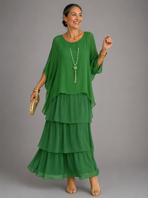 Women's Flowy Ruffle Layered Maxi Dress