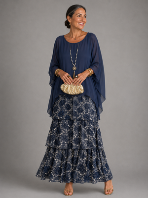Women's Flowy Ruffle Layered Maxi Dress