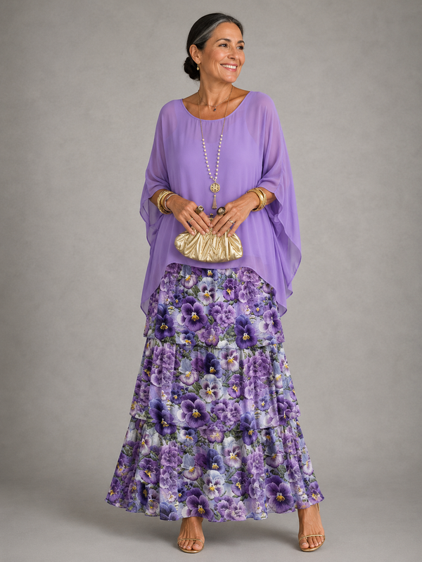 Women's Flowy Ruffle Layered Maxi Dress