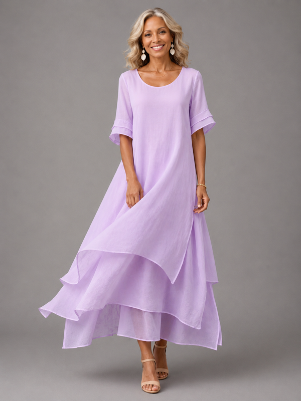Women's Maxi Dress with Cascade Ruffle Hem