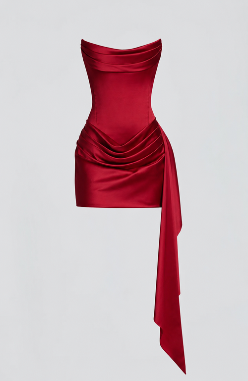 Women's Strapless Satin Bodycon Party Mini Dress