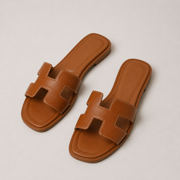 Women's Flat Slide Sandals with Open-Toe Design