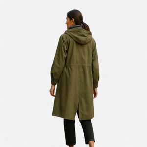 Casual Button-Up Hooded Longline Coat