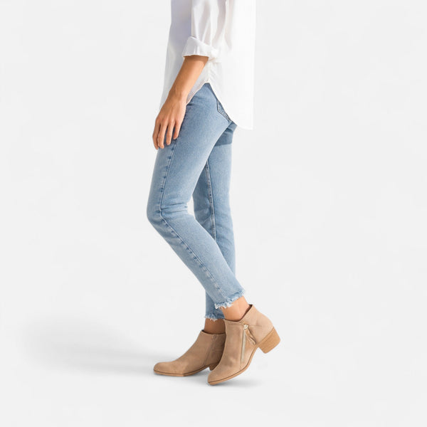Casual Block Heel Side Zip Ankle Boots