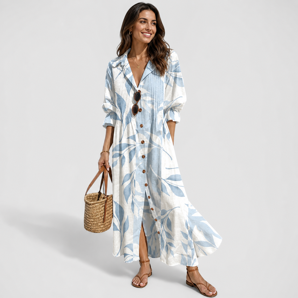 Women's Floral Maxi Dress with Tummy Control