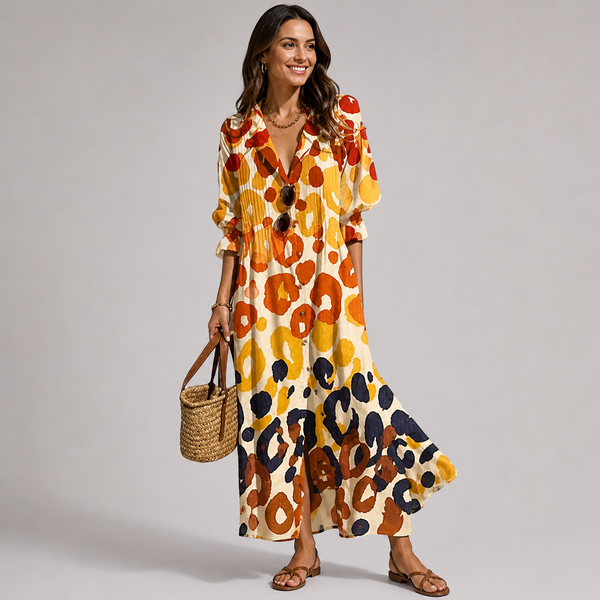 Women's Floral Maxi Dress with Tummy Control