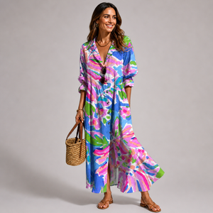 Women's Floral Maxi Dress with Tummy Control