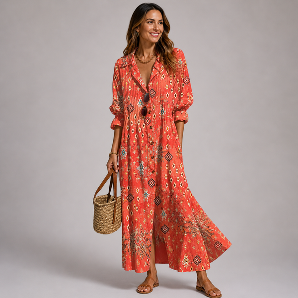 Women's Floral Maxi Dress with Tummy Control