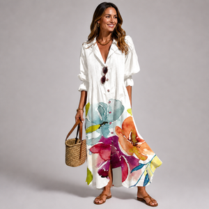 Women's Floral Maxi Dress with Tummy Control