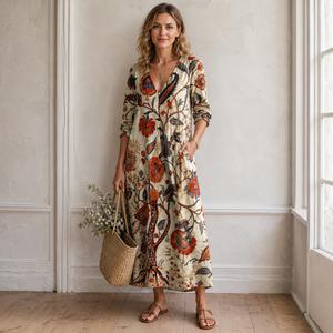 Women’s Vintage Relaxed Floral Wrap Maxi Dress