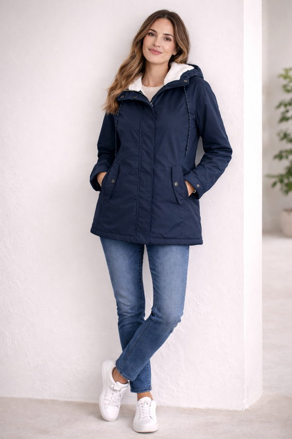 Chaqueta de invierno larga para mujer con capucha y diseño de cobertura total