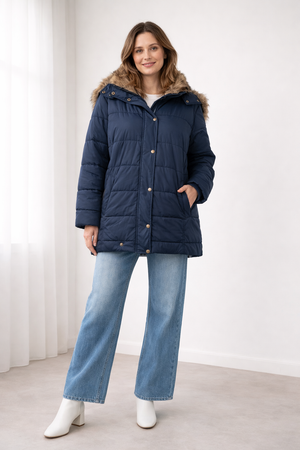 Women's Quilted Parka Jacket with Hood