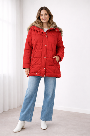 Women's Quilted Parka Jacket with Hood