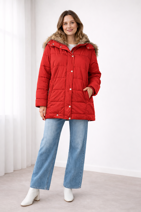 Women's Quilted Parka Jacket with Hood