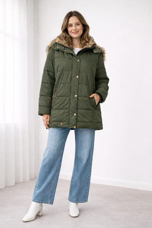 Women's Quilted Parka Jacket with Hood