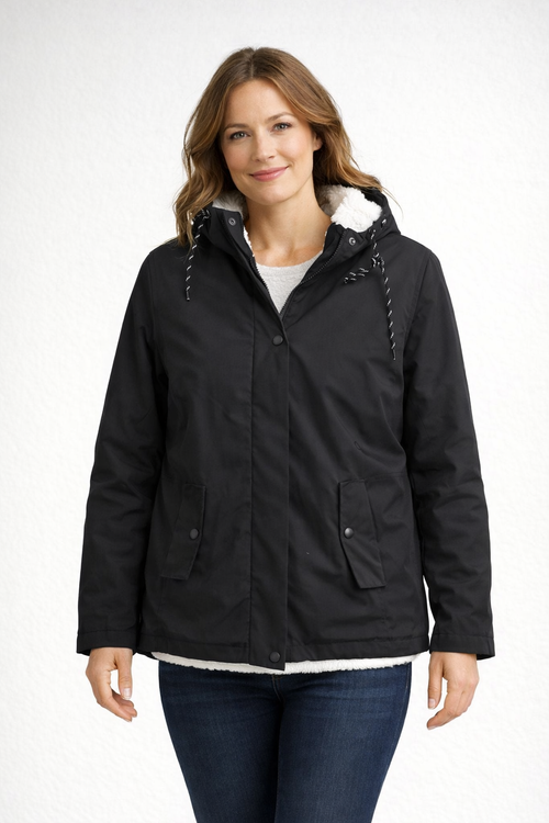 Chaqueta de invierno para mujer con capucha y forro de polar