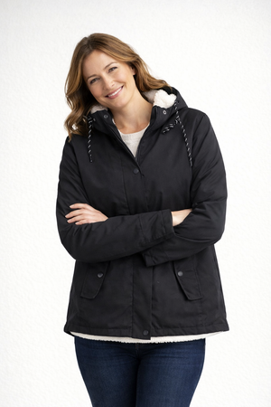 Chaqueta de invierno para mujer con capucha y forro de polar